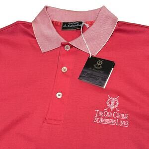 Old Course St Andrews Links Golf Polo Shirt Men M Watermelon Contrast Cotton NWT